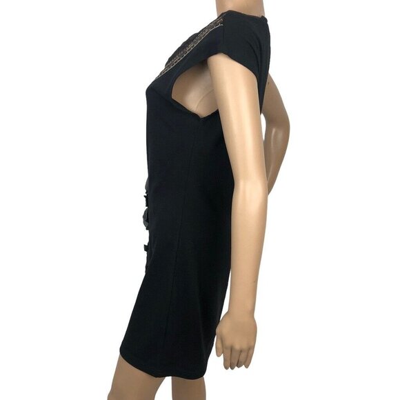 Lulumari‎ Boho Embroidered Shift Dress Size M Floral Sleeveless Mini Black Artsy - Picture 5 of 10